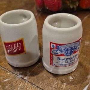 Schlitz and Budweiser Mini Beer Mugs